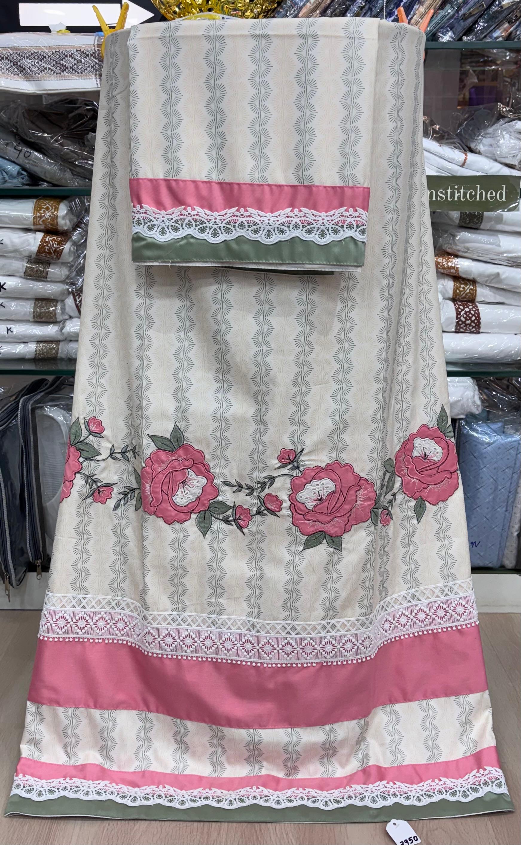  Yellow Green Printed Rida with Flower Bunch Patch